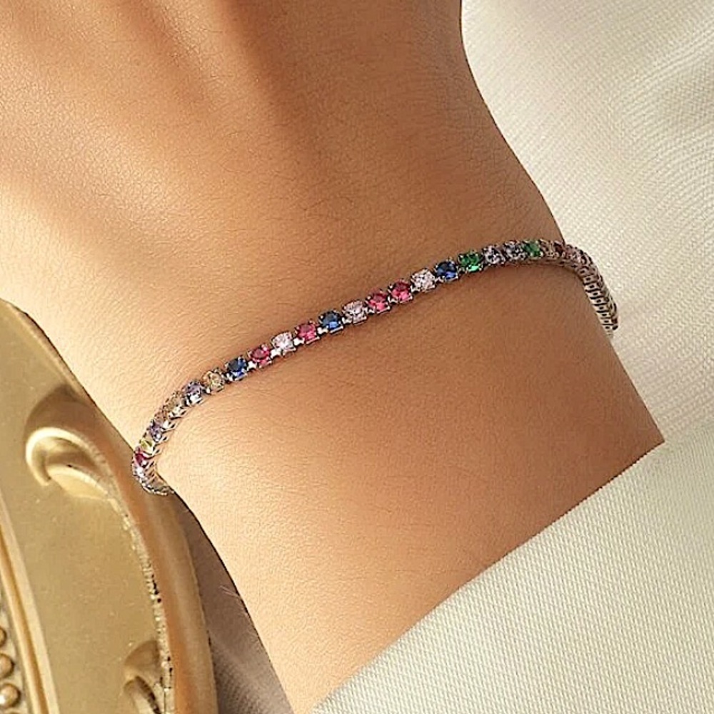 Gemstone Silver Multicolor Bracelet